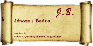 Jánossy Beáta névjegykártya