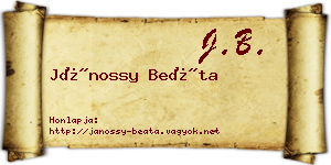 Jánossy Beáta névjegykártya